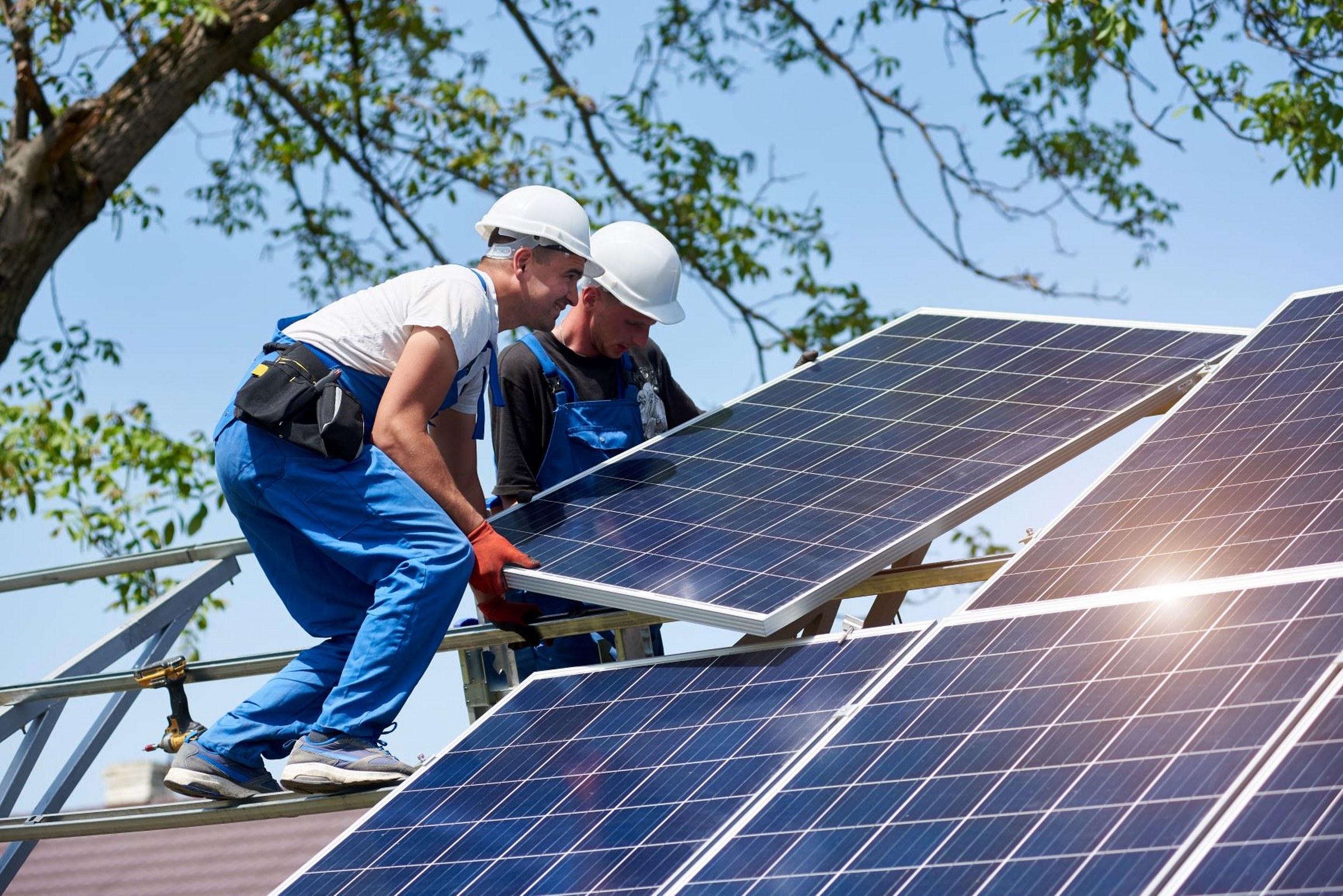 Solar panels installed on a modern home roof